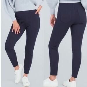 SPANX The Perfect Ankle Pant In Blue Ponte Knit Pull On High Rise Size Large